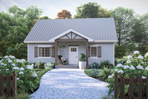 Exterior - Front Elevation for Traditional House Plan #455-468 - 2 bed, 1 bath