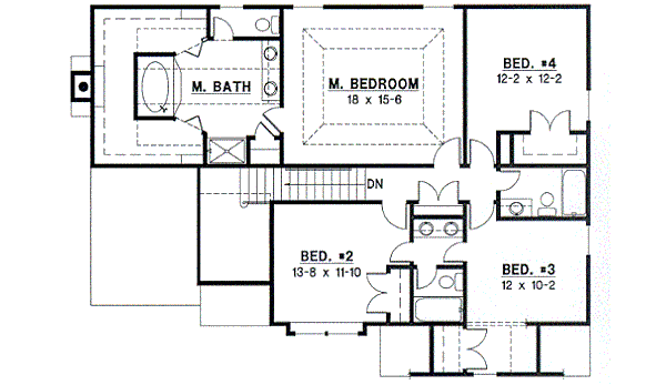 Traditional Floor Plan - Upper Floor Plan #67-520