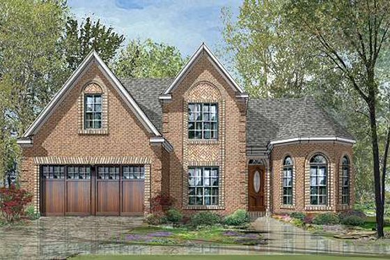 Exterior - Front Elevation for European House Plan #424-6 - 4 bed, 3 bath