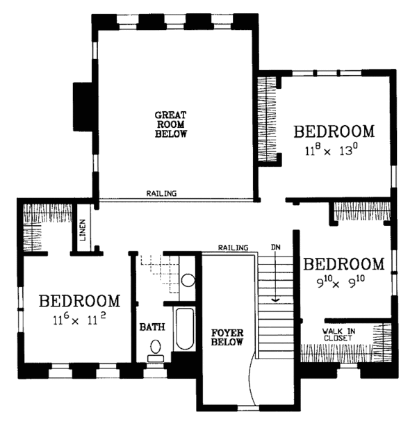 Dream House Plan - Mediterranean Floor Plan - Upper Floor Plan #72-1118