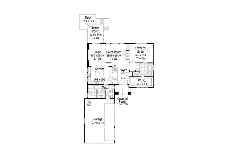 Dream House Plan - Floor Plan - Main Floor for Ranch House Plan #51-1059 - 3 bed, 2.5 bath