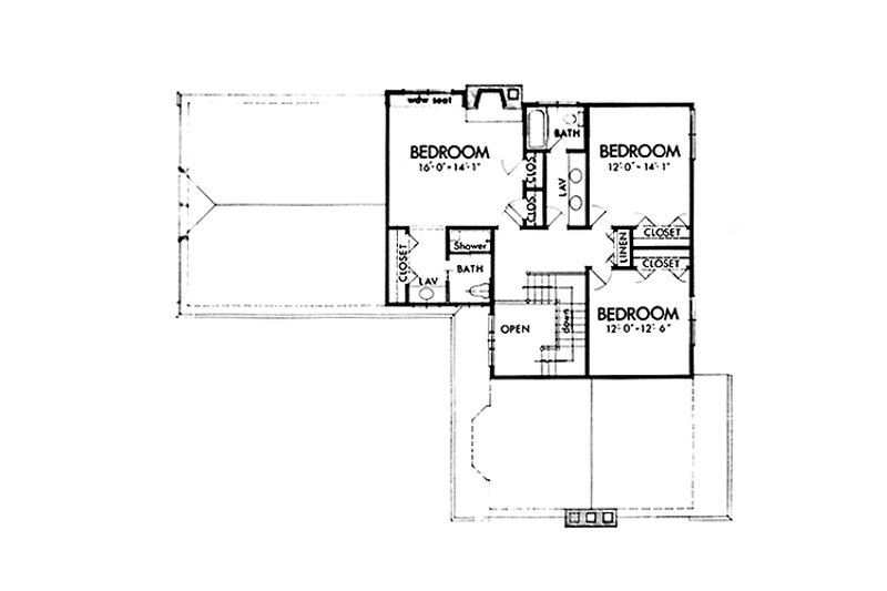 Architectural House Design - Floor Plan - Upper Floor for Tudor House Plan #320-1295 - 3 bed, 2.5 bath