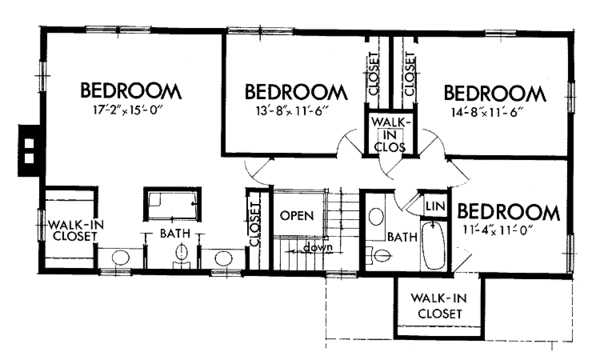 Architectural House Design - Colonial Floor Plan - Upper Floor Plan #320-1363