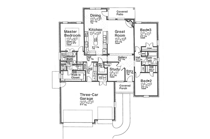 House Blueprint - Floor Plan - Main Floor for Traditional House Plan #310-1262 - 3 bed, 2 bath
