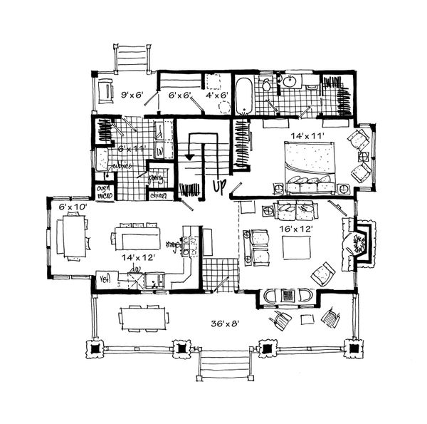 Home Plan - Cabin Floor Plan - Main Floor Plan #942-33
