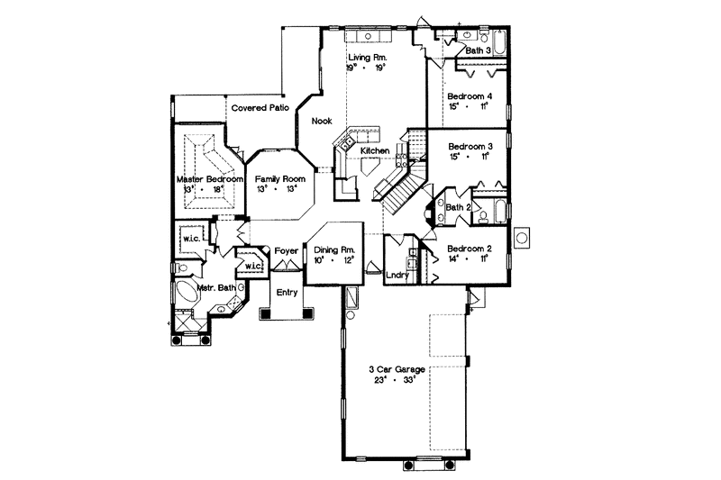 Home Plan - Floor Plan - Main Floor for Mediterranean House Plan #417-693 - 4 bed, 3 bath