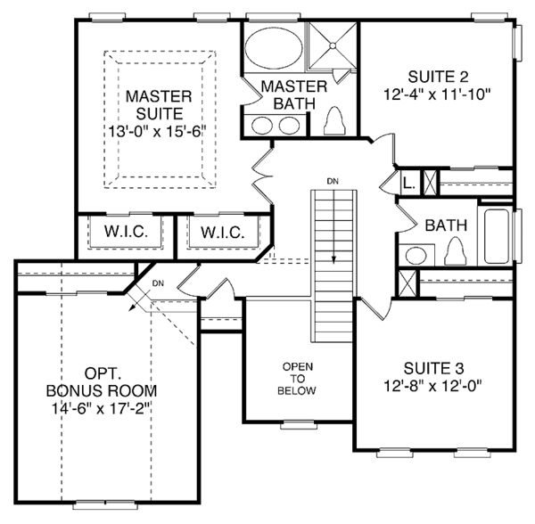 Home Plan - Colonial Floor Plan - Upper Floor Plan #453-303