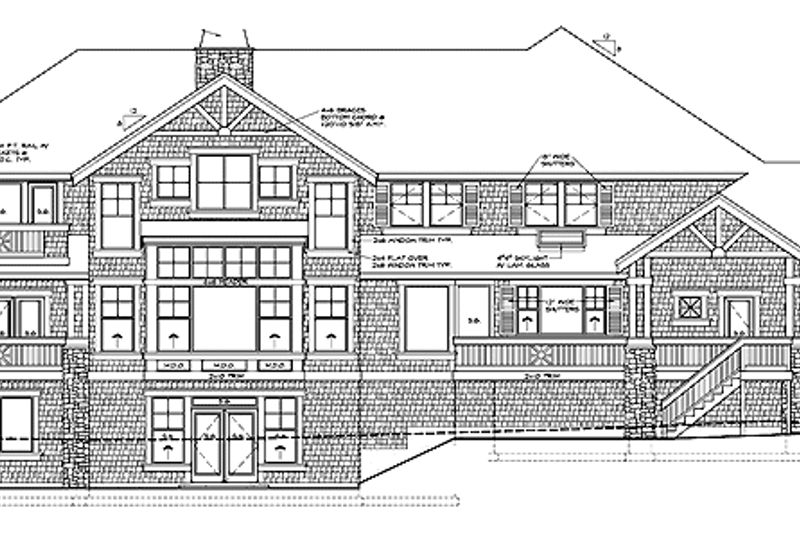 Dream House Plan - Exterior - Rear Elevation for Craftsman House Plan #132-335 - 4 bed, 3.5 bath