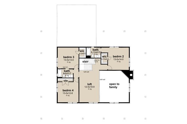 House Blueprint - Farmhouse Floor Plan - Upper Floor Plan #120-295