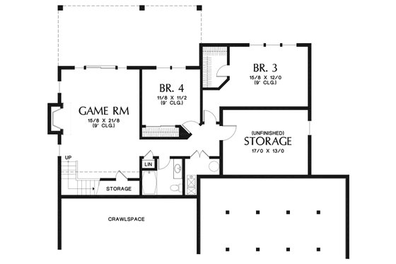 Floor Plan - Lower Floor for Cottage House Plan #48-969 - 5 bed, 3 bath