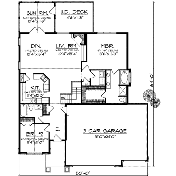 Architectural House Design - Traditional Floor Plan - Main Floor Plan #70-693