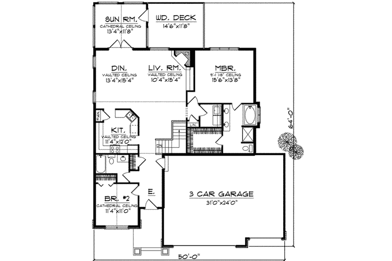 Home Plan - Floor Plan - Main Floor for Traditional House Plan #70-693 - 4 bed, 2.5 bath