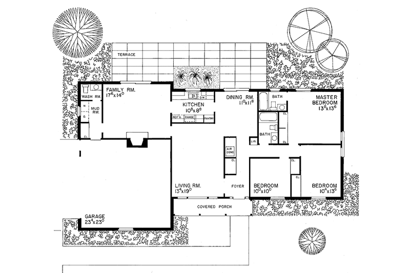 Home Plan - Floor Plan - Main Floor for Country House Plan #72-509 - 3 bed, 2.5 bath