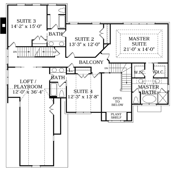 Home Plan - Colonial Floor Plan - Upper Floor Plan #453-364