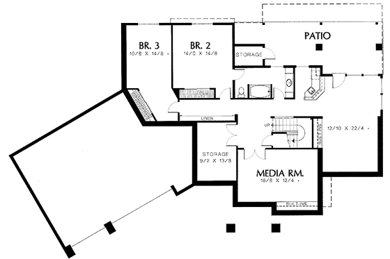 Floor Plan - Lower Floor for Mediterranean House Plan #48-779 - 3 bed, 2.5 bath