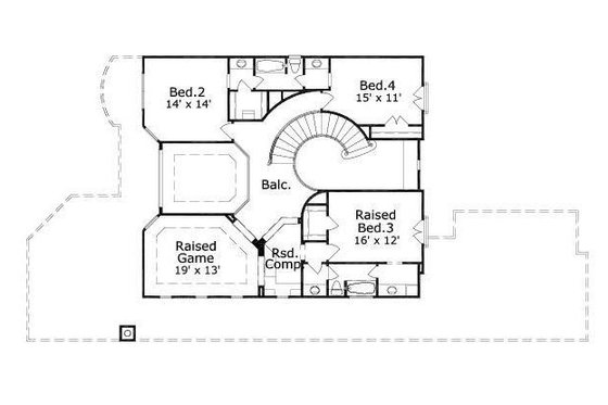 Floor Plan - Upper Floor for European House Plan #411-603 - 4 bed, 3.5 bath