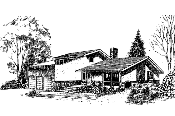 Exterior - Front Elevation 3 for Contemporary House Plan #60-953 - 4 bed, 3 bath
