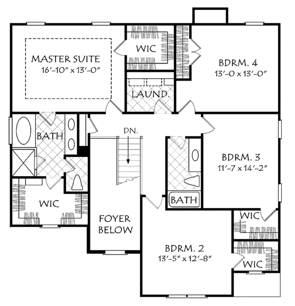 Traditional Floor Plan - Upper Floor Plan #927-524