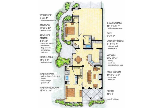 Floor Plan - Main Floor for Craftsman House Plan #410-3562 - 2 bed, 2 bath