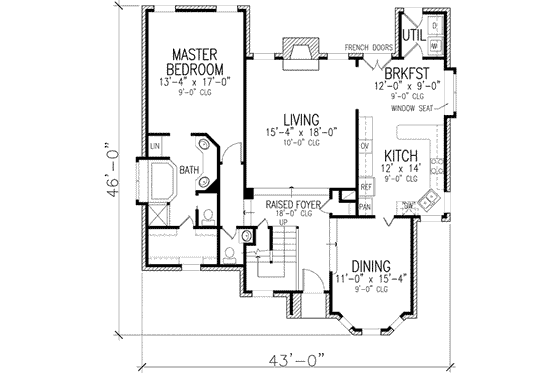 Floor Plan - Main Floor for European House Plan #410-370 - 3 bed, 2.5 bath