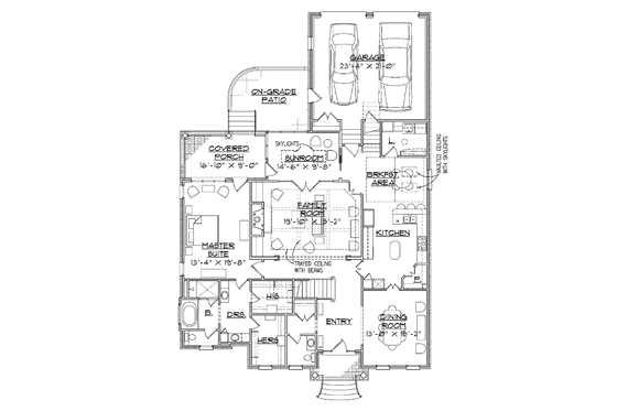 Floor Plan - Main Floor for Classical House Plan #1054-7 - 3 bed, 2.5 bath