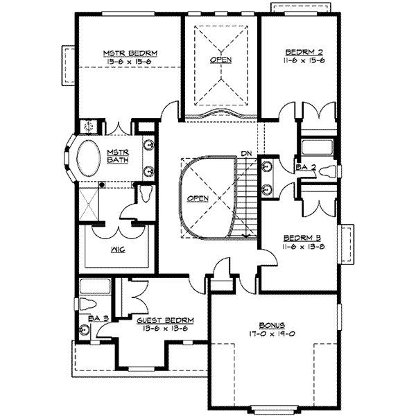 European Floor Plan - Upper Floor Plan #132-157