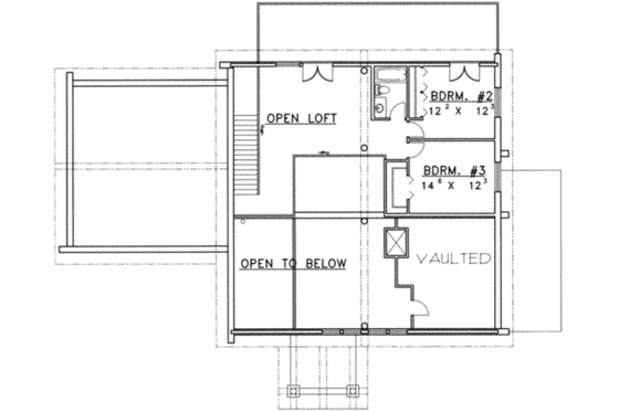 Floor Plan - Upper Floor for Log House Plan #117-408 - 3 bed, 2.5 bath