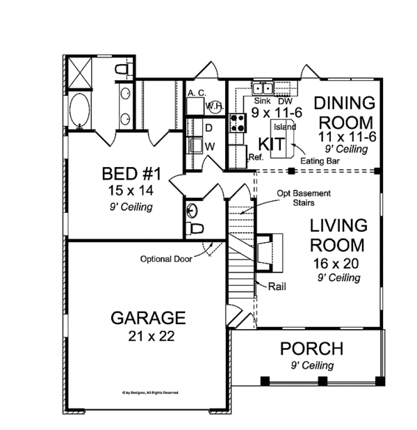 Architectural House Design - Country Floor Plan - Main Floor Plan #513-2140