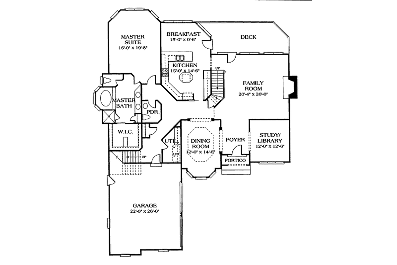 Architectural House Design - Floor Plan - Main Floor for Traditional House Plan #453-162 - 4 bed, 2.5 bath