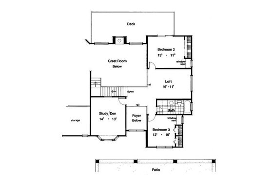 Floor Plan - Upper Floor for European House Plan #417-351 - 3 bed, 3 bath