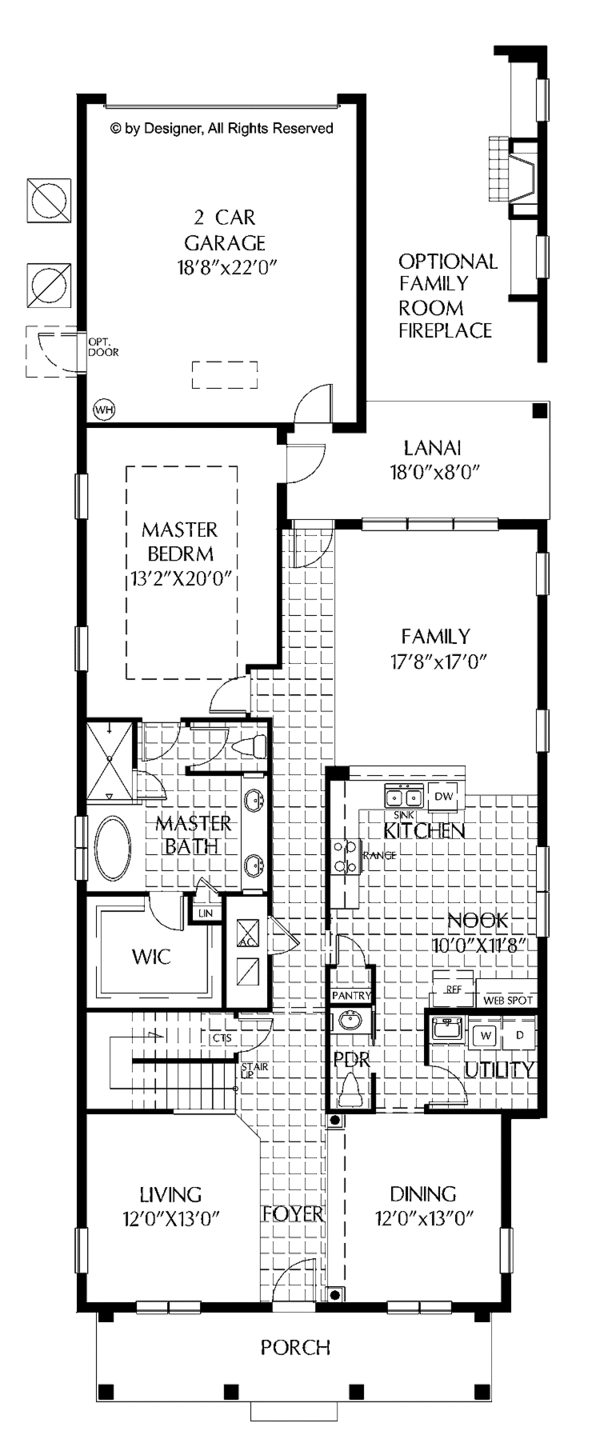 Architectural House Design - Colonial Floor Plan - Main Floor Plan #999-161