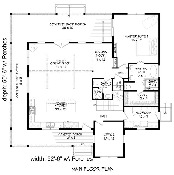 Country Floor Plan - Main Floor Plan #932-348