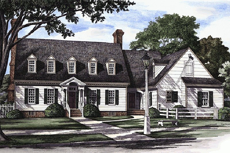 Architectural House Design - Front view - 3500 square foot Colonial Home