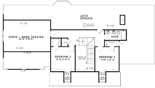 Home Plan - Classical Floor Plan - Upper Floor Plan #17-3100