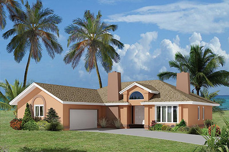 Mediterranean Style House Plan - 3 Beds 2 Baths 1932 Sq/Ft Plan #57-432