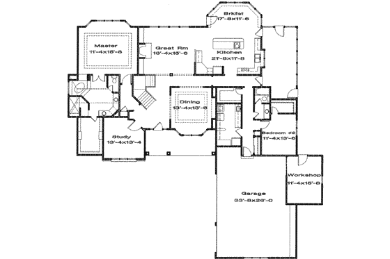 Floor Plan - Main Floor for Traditional House Plan #6-164 - 4 bed, 4 bath