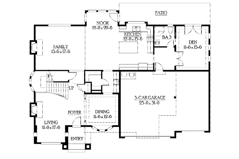 Home Plan - Floor Plan - Main Floor for Country House Plan #132-415 - 3 bed, 3 bath