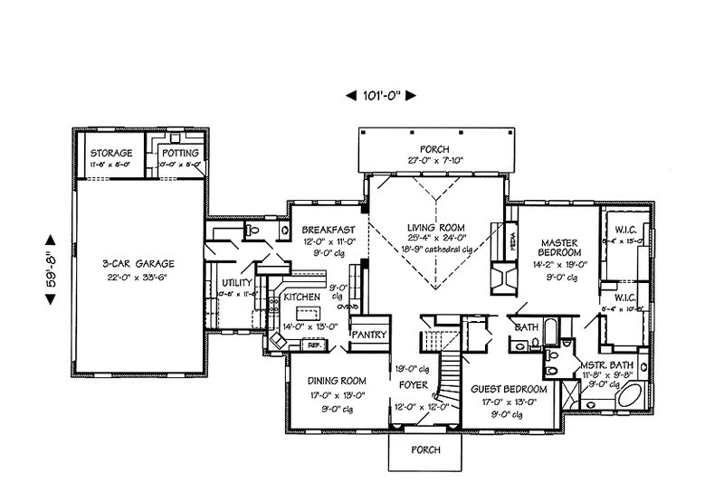 Home Plan - Floor Plan - Main Floor for Colonial House Plan #968-40 - 4 bed, 3.5 bath