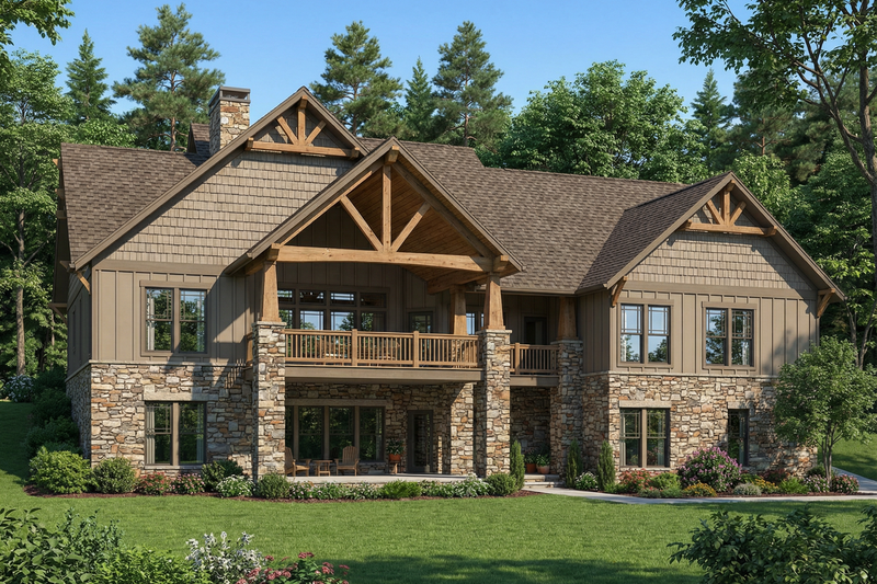 House Plan Design - Exterior - Rear Elevation for Craftsman House Plan #17-3322 - 7 bed, 5.5 bath
