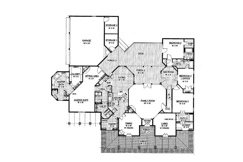 Home Plan - Floor Plan - Main Floor for Mediterranean House Plan #45-385 - 4 bed, 4.5 bath