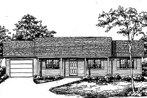 Exterior - Front Elevation 3 for Country House Plan #30-237 - 3 bed, 2 bath
