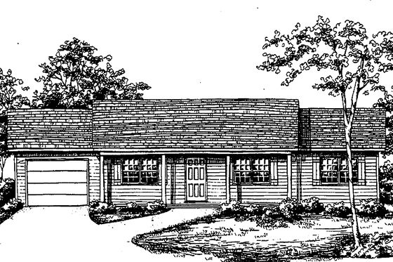 Exterior - Front Elevation 3 for Country House Plan #30-237 - 3 bed, 2 bath