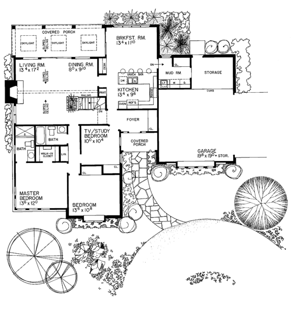 House Blueprint - Tudor Floor Plan - Main Floor Plan #72-736