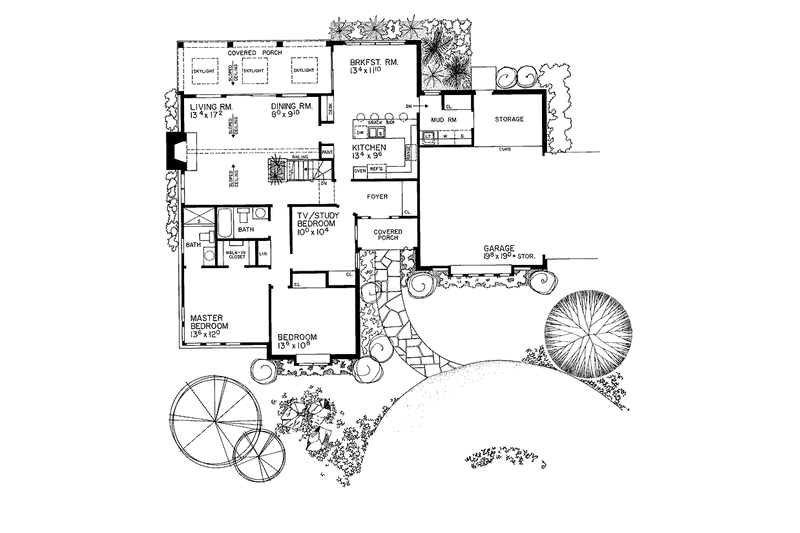 Home Plan - Floor Plan - Main Floor for Tudor House Plan #72-736 - 2 bed, 2 bath