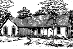 Exterior - Front Elevation 3 for Country House Plan #30-318 - 3 bed, 2 bath