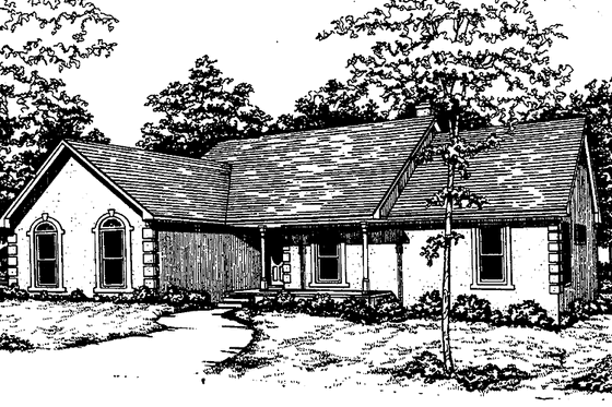 Exterior - Front Elevation 3 for Country House Plan #30-318 - 3 bed, 2 bath