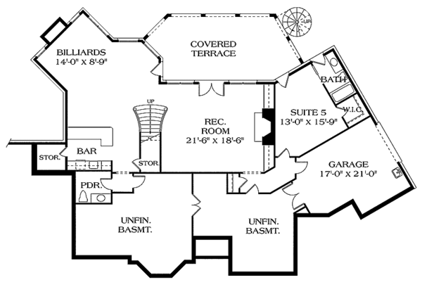 Architectural House Design - Traditional Floor Plan - Lower Floor Plan #453-375