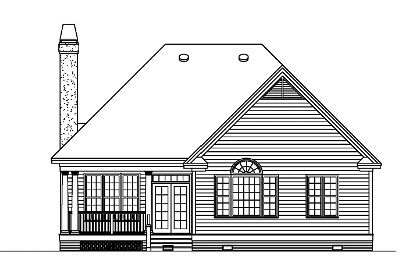 Home Plan - Exterior - Rear Elevation for Mediterranean House Plan #929-598 - 3 bed, 2 bath