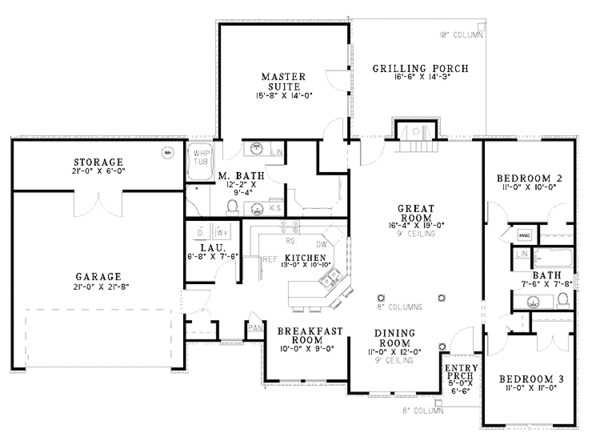 Home Plan - Ranch Floor Plan - Main Floor Plan #17-2836
