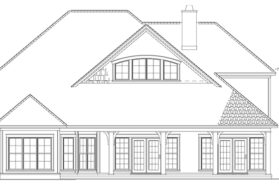 Exterior - Rear Elevation for European House Plan #17-2932 - 4 bed, 3.5 bath